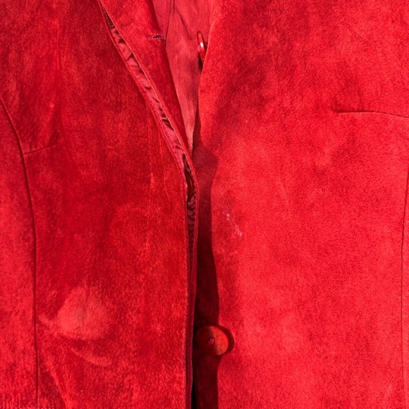 Vintage Danier Red Suede Leather Fall Academia Blazer Jacket Made in Canada XS - Picture 5 of 15